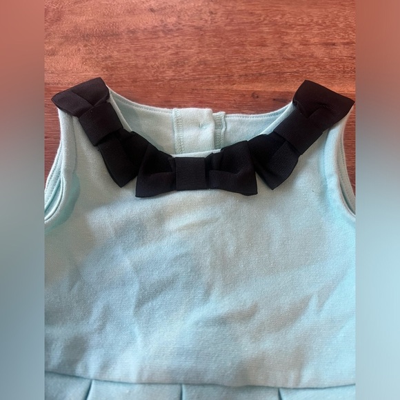 Janie and Jack Bow‎ Ponte Dress Tiffany Blue / Black size 6-12 months - Picture 2 of 4